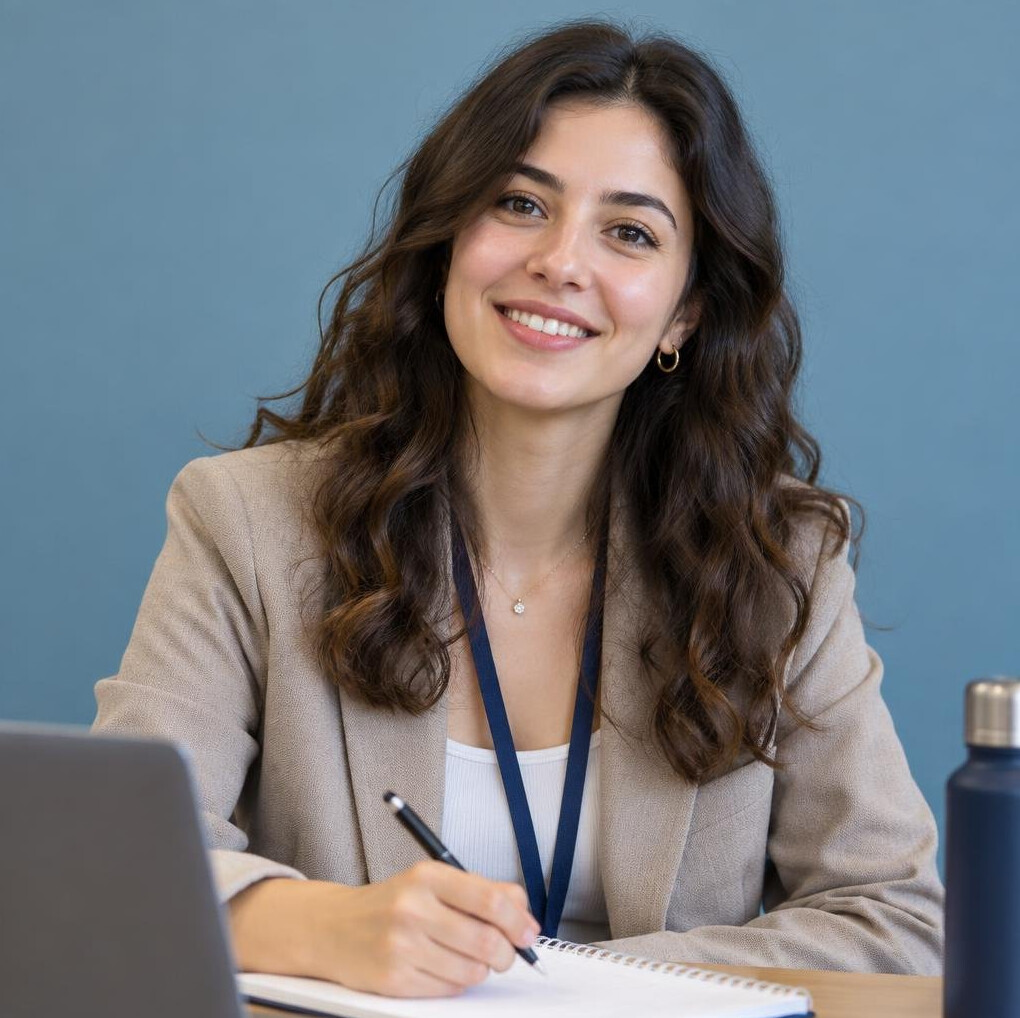 Turkish woman attending a media training program, casual portrait